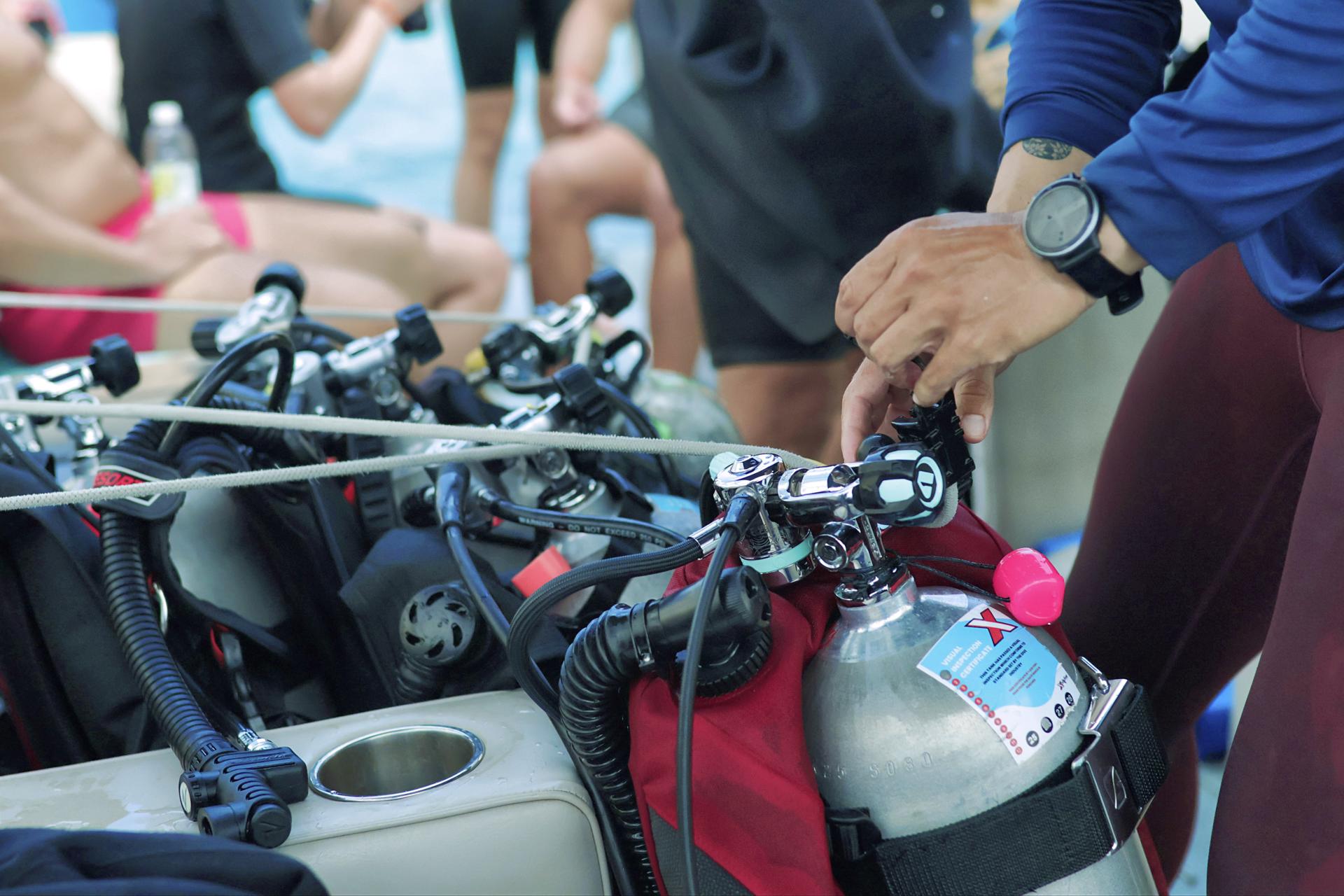 Scuba divers on a two-tank boat dive in Bonaire